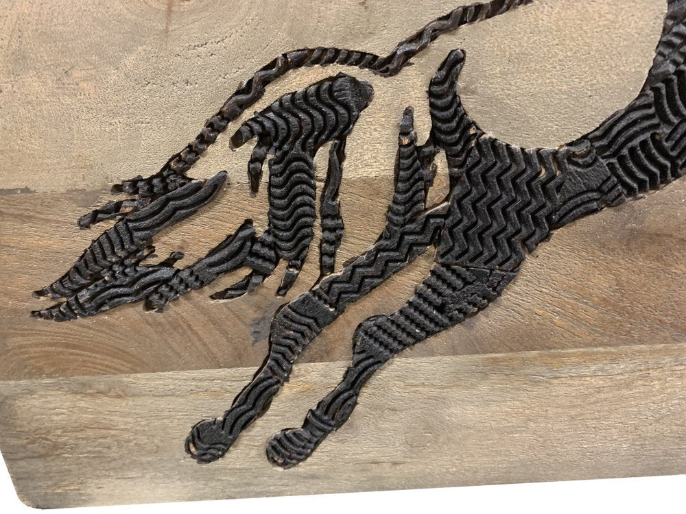 19" X 24" Black And Brown Horse Solid Wood Hanging Dimensional Sculpture — view 2