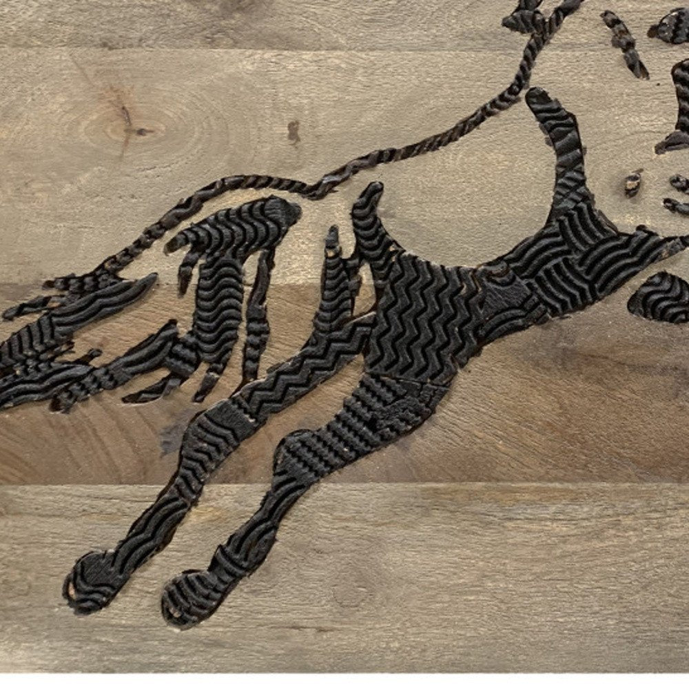 19" X 24" Black And Brown Horse Solid Wood Hanging Dimensional Sculpture — view 4