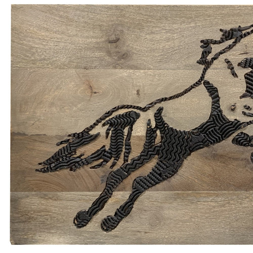19" X 24" Black And Brown Horse Solid Wood Hanging Dimensional Sculpture — view 5