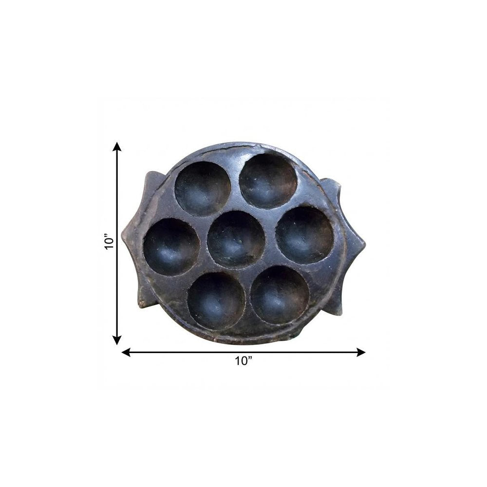 10" Black Cement Seven Tealight Round Candle Holder — view 11