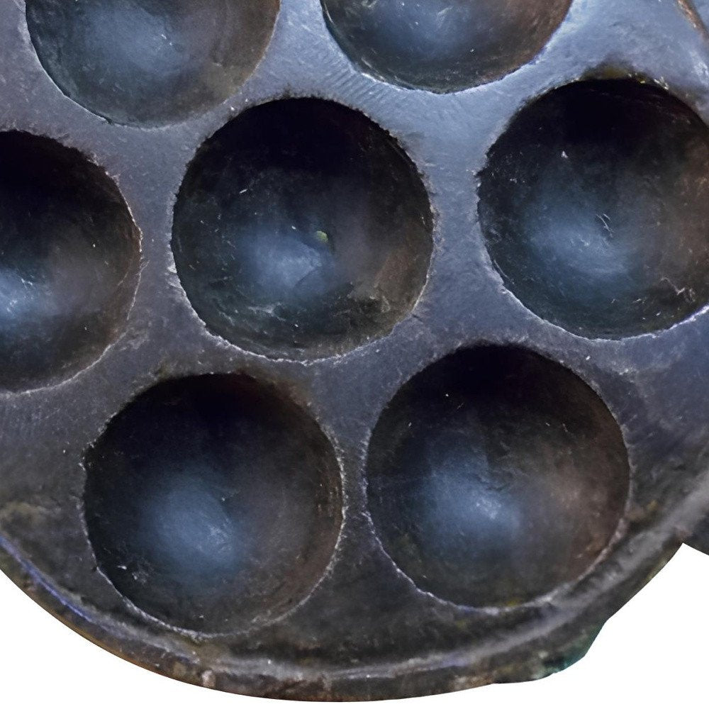 10" Black Cement Seven Tealight Round Candle Holder — view 3