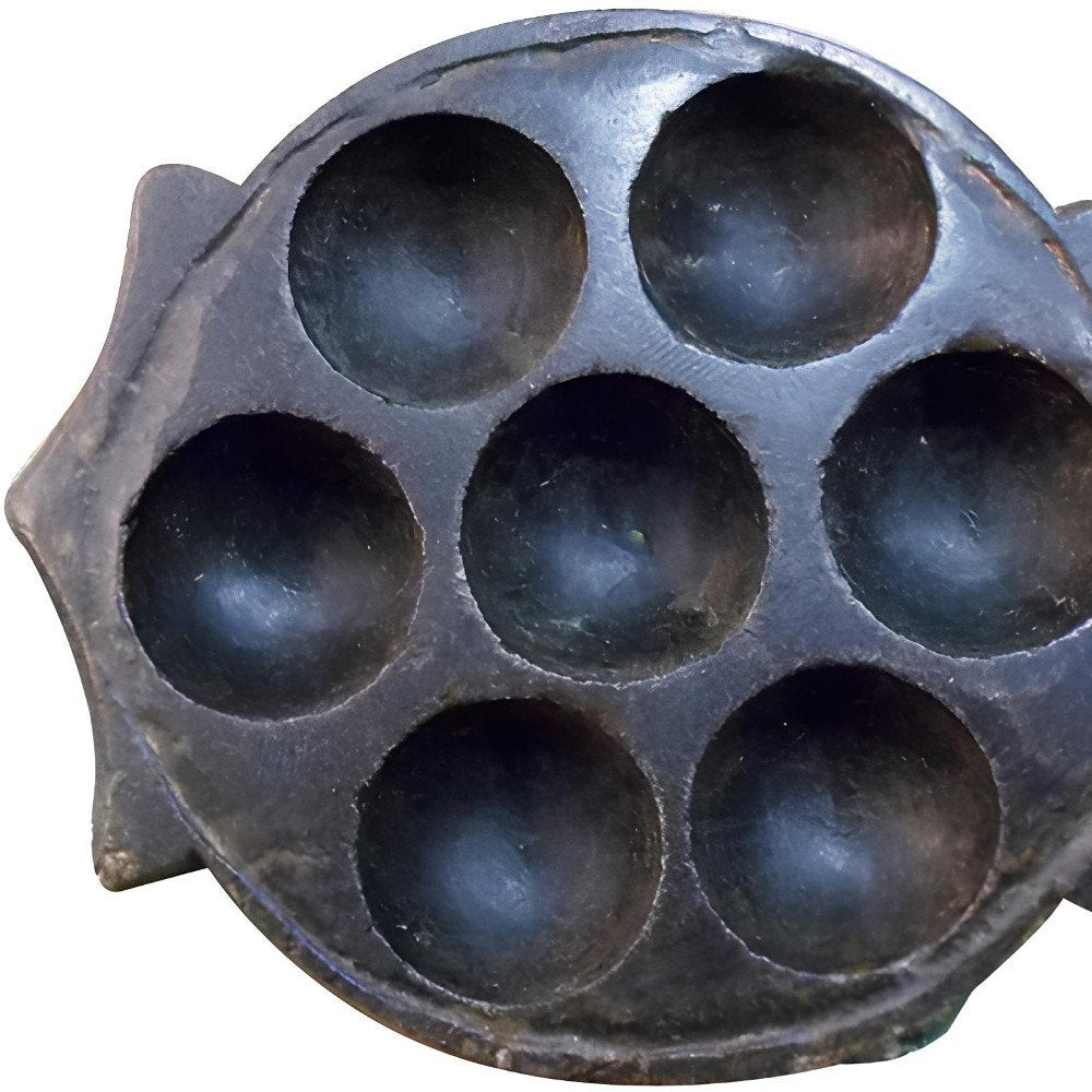 10" Black Cement Seven Tealight Round Candle Holder HomeRoots