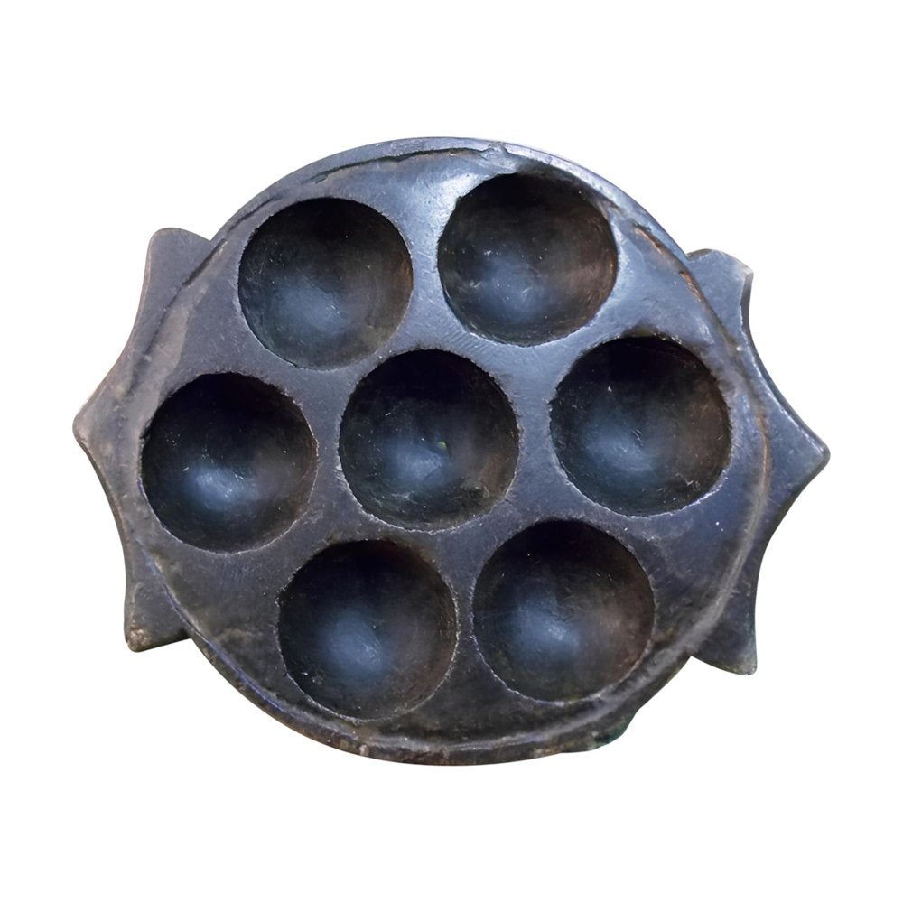 10" Black Cement Seven Tealight Round Candle Holder HomeRoots
