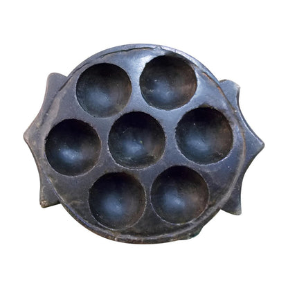 10" Black Cement Seven Tealight Round Candle Holder HomeRoots