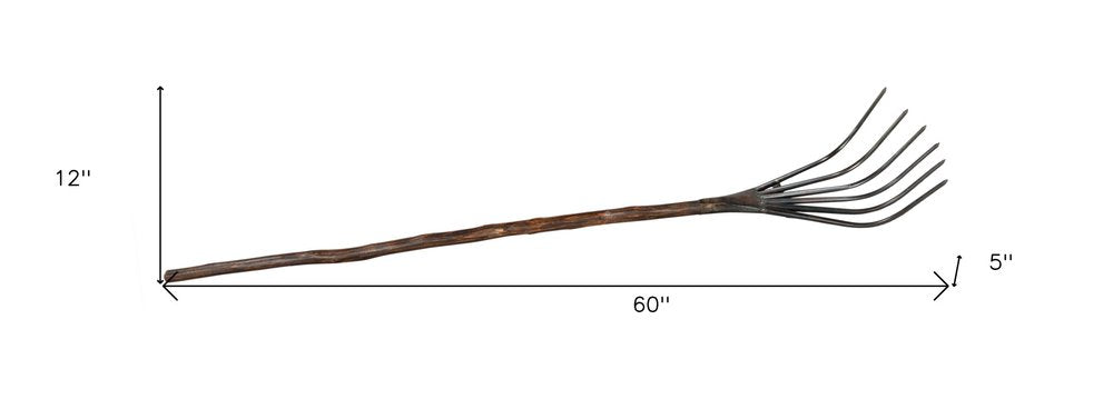 60" Brown And Black Wood And Metal Tabletop Sculpture HomeRoots