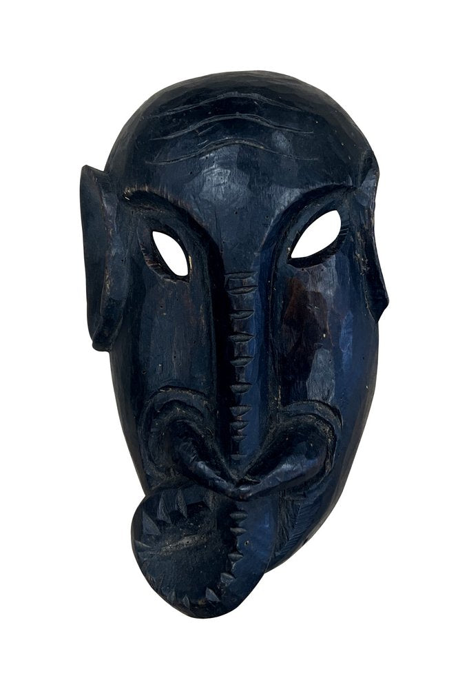10" Black Solid Wood Decorative Mask Tabletop Sculpture HomeRoots