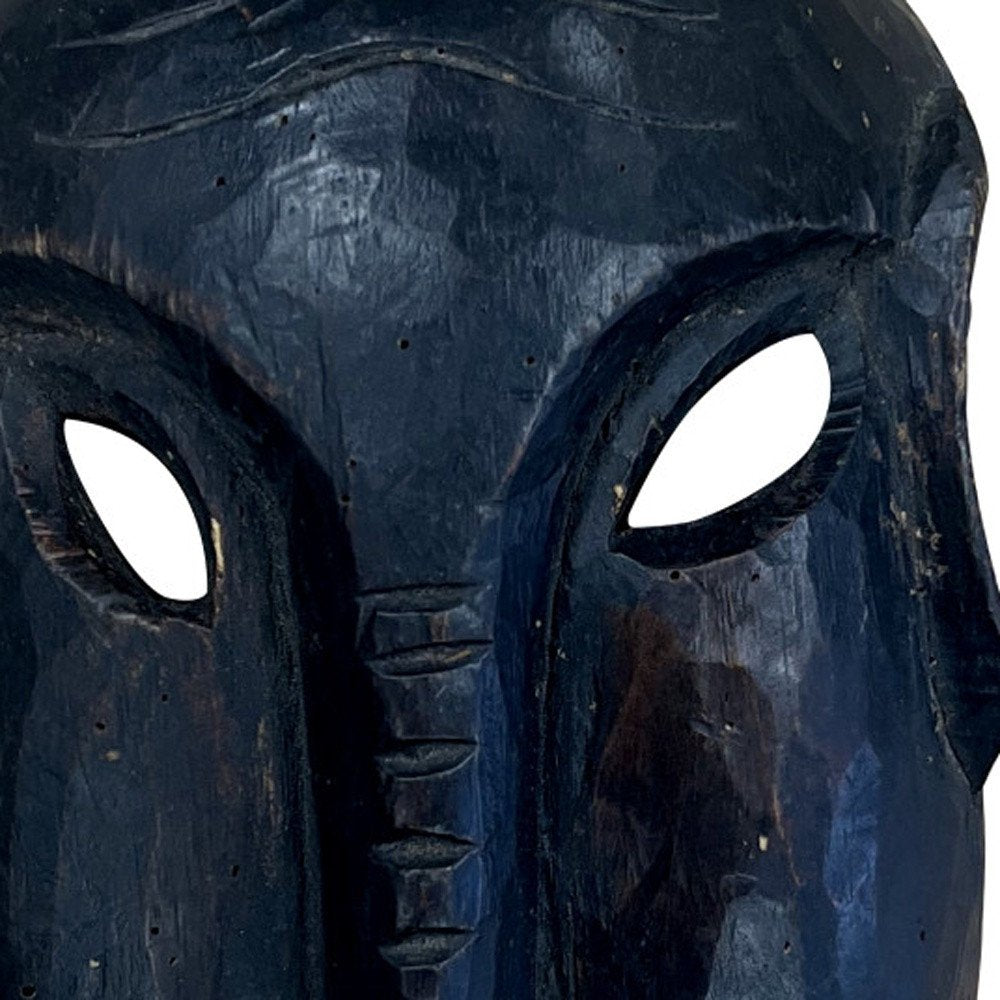 10" Black Solid Wood Decorative Mask Tabletop Sculpture HomeRoots