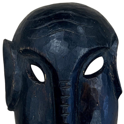 10" Black Solid Wood Decorative Mask Tabletop Sculpture HomeRoots