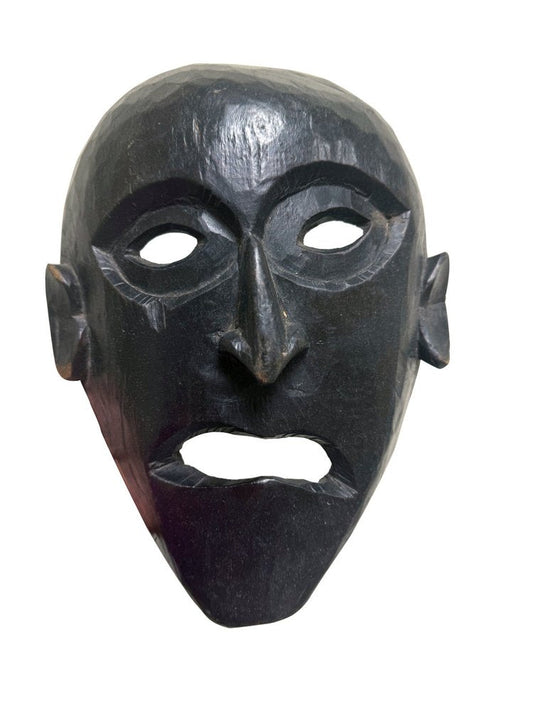 11" Black Solid Wood Decorative Mask Tabletop Sculpture HomeRoots