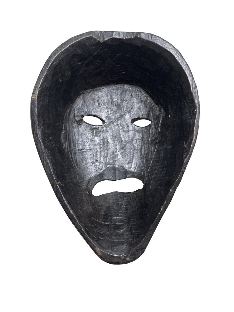 11" Black Solid Wood Decorative Mask Tabletop Sculpture HomeRoots