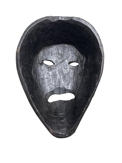 11" Black Solid Wood Decorative Mask Tabletop Sculpture HomeRoots