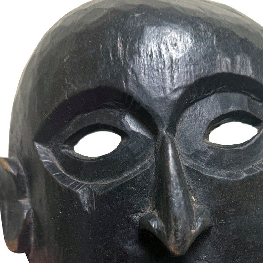 11" Black Solid Wood Decorative Mask Tabletop Sculpture HomeRoots
