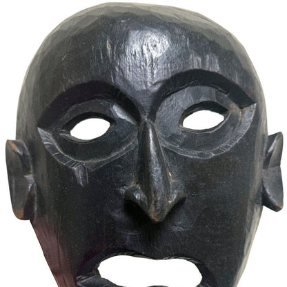11" Black Solid Wood Decorative Mask Tabletop Sculpture HomeRoots
