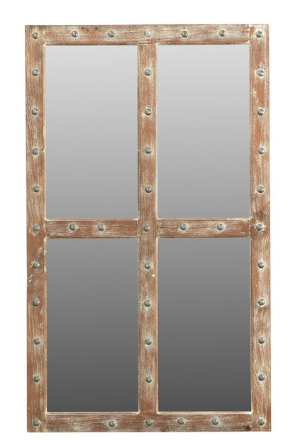 60" Light Brown Solid Wood Windowpane Framed Accent Mirror HomeRoots