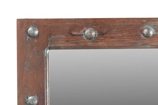 60" Wood Brown Rustic Solid Wood Window Pane Framed Accent Mirror HomeRoots