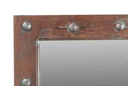 60" Wood Brown Rustic Solid Wood Window Pane Framed Accent Mirror HomeRoots