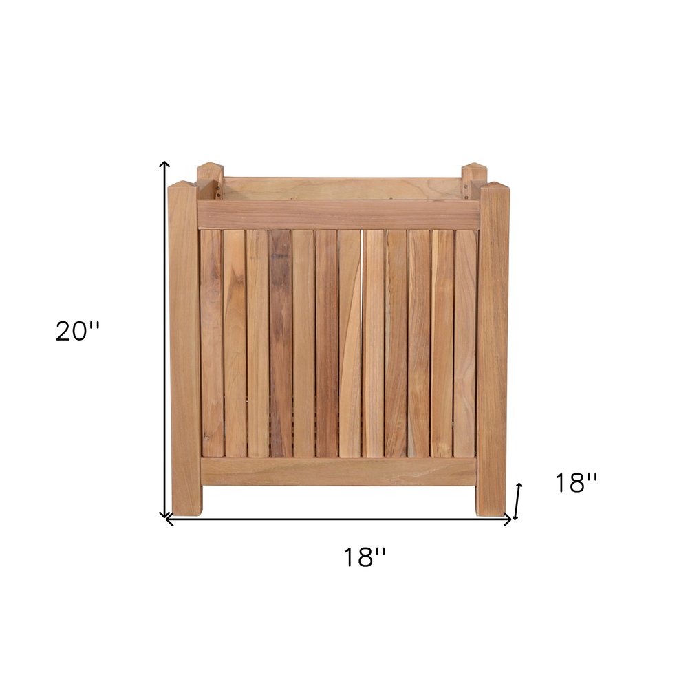 18" Natural Solid Wood Indoor Outdoor Square Planter Box HomeRoots