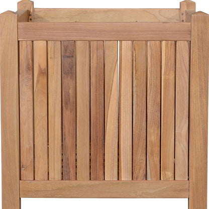 22" Natural Solid Wood Indoor Outdoor Square Planter Box HomeRoots