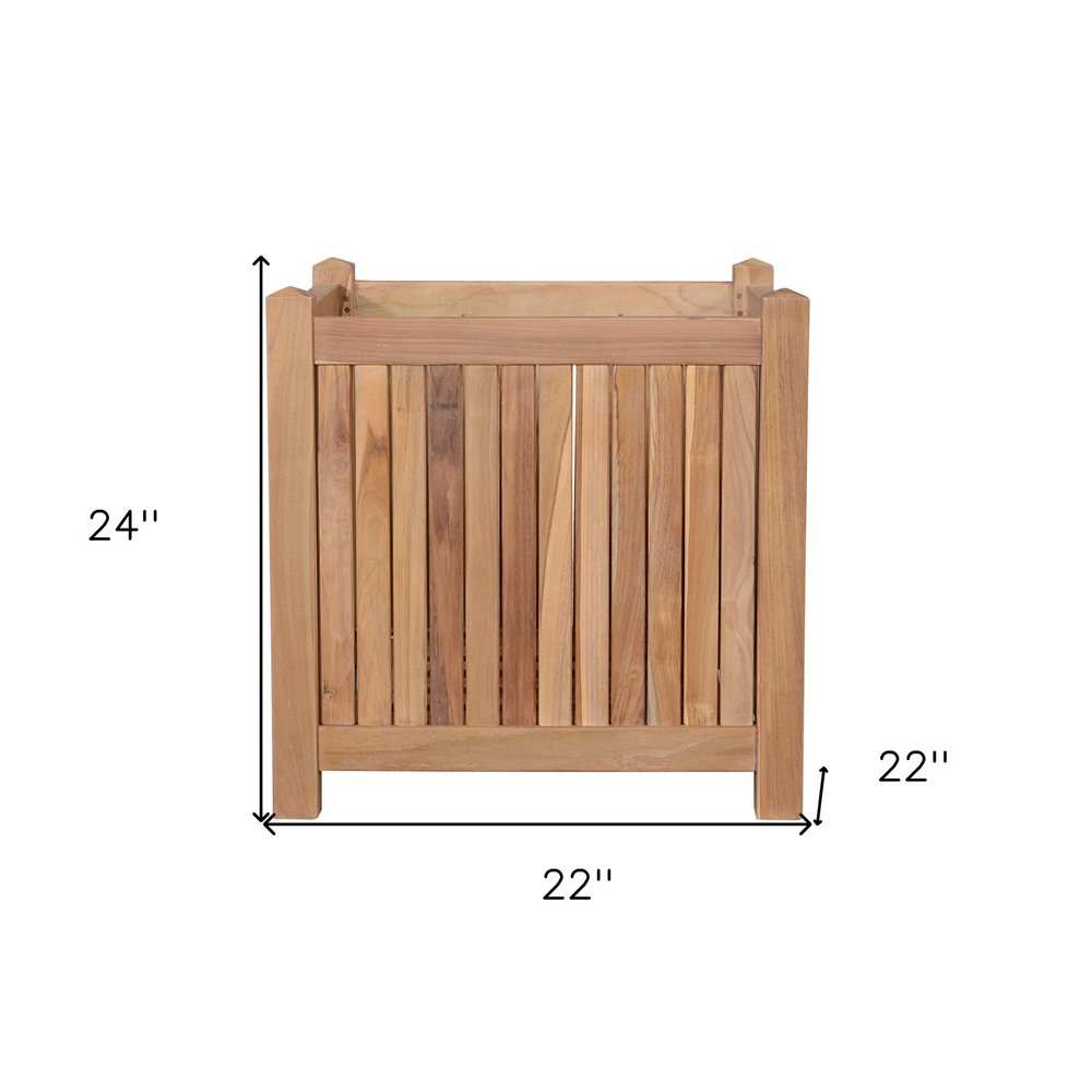 22" Natural Solid Wood Indoor Outdoor Square Planter Box HomeRoots