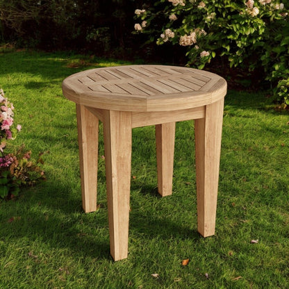 20" Natural Rounded Solid Wood Outdoor Side Table HomeRoots