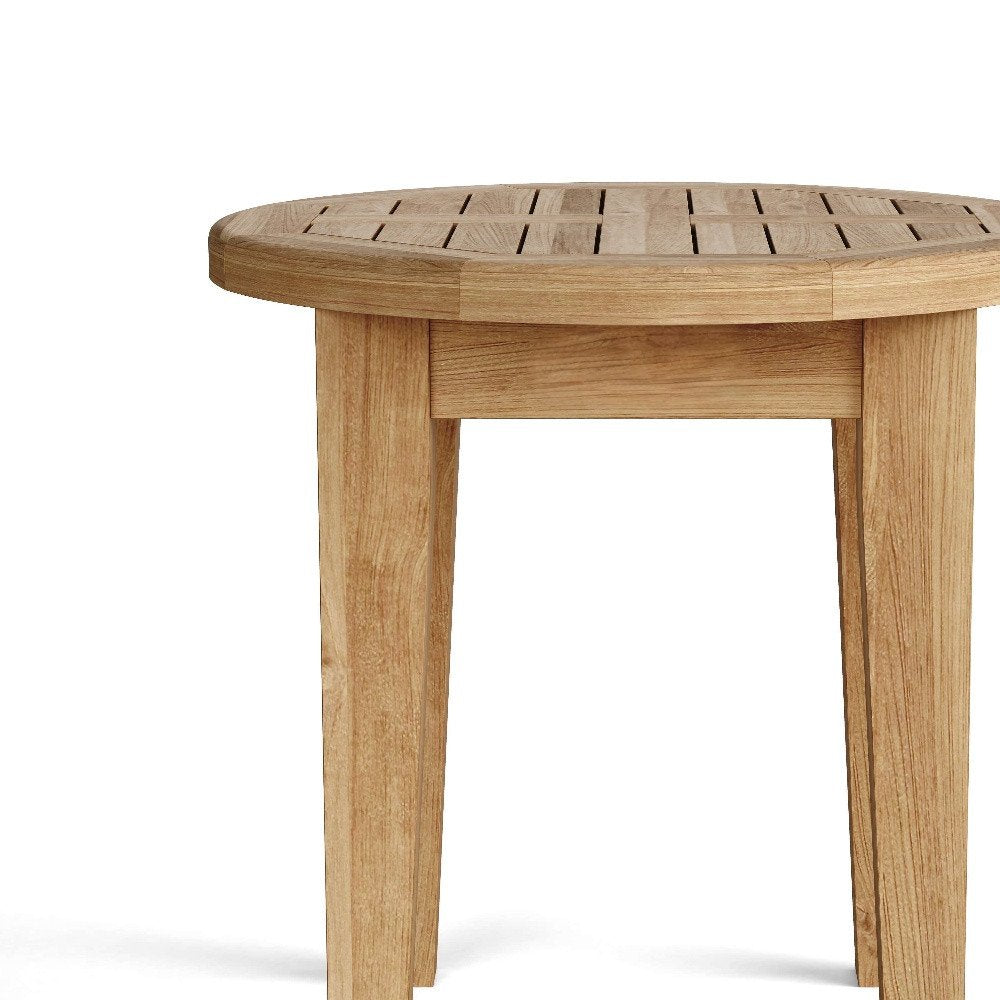 20" Natural Rounded Solid Wood Outdoor Side Table — view 3