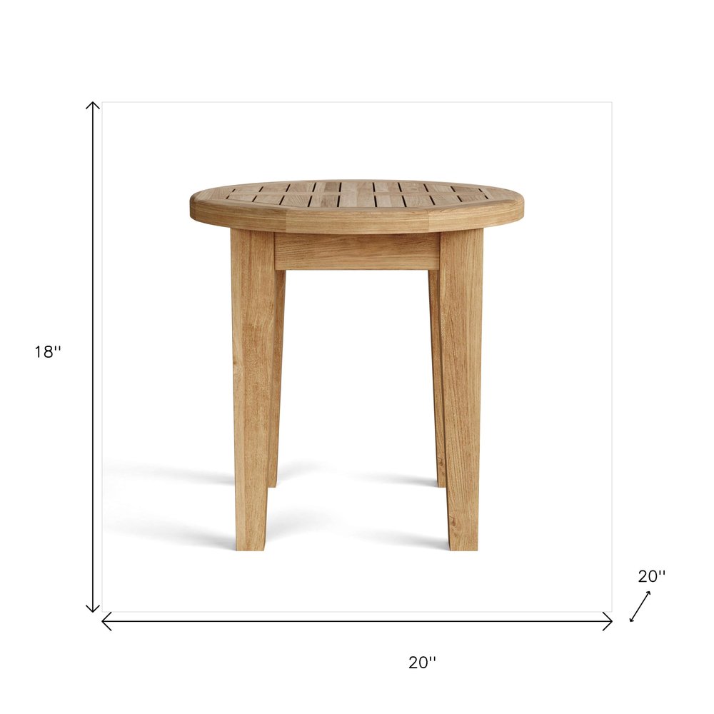 20" Natural Rounded Solid Wood Outdoor Side Table — view 5