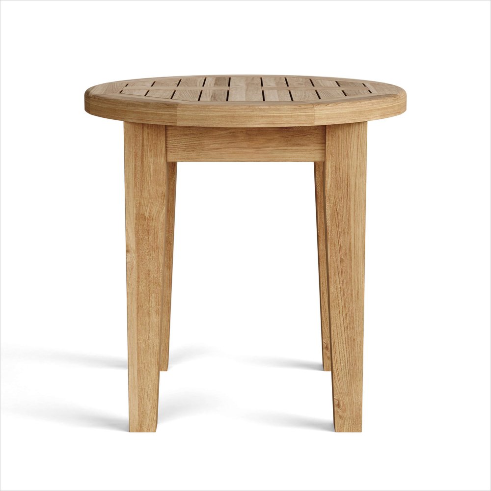 20" Natural Rounded Solid Wood Outdoor Side Table — view 1