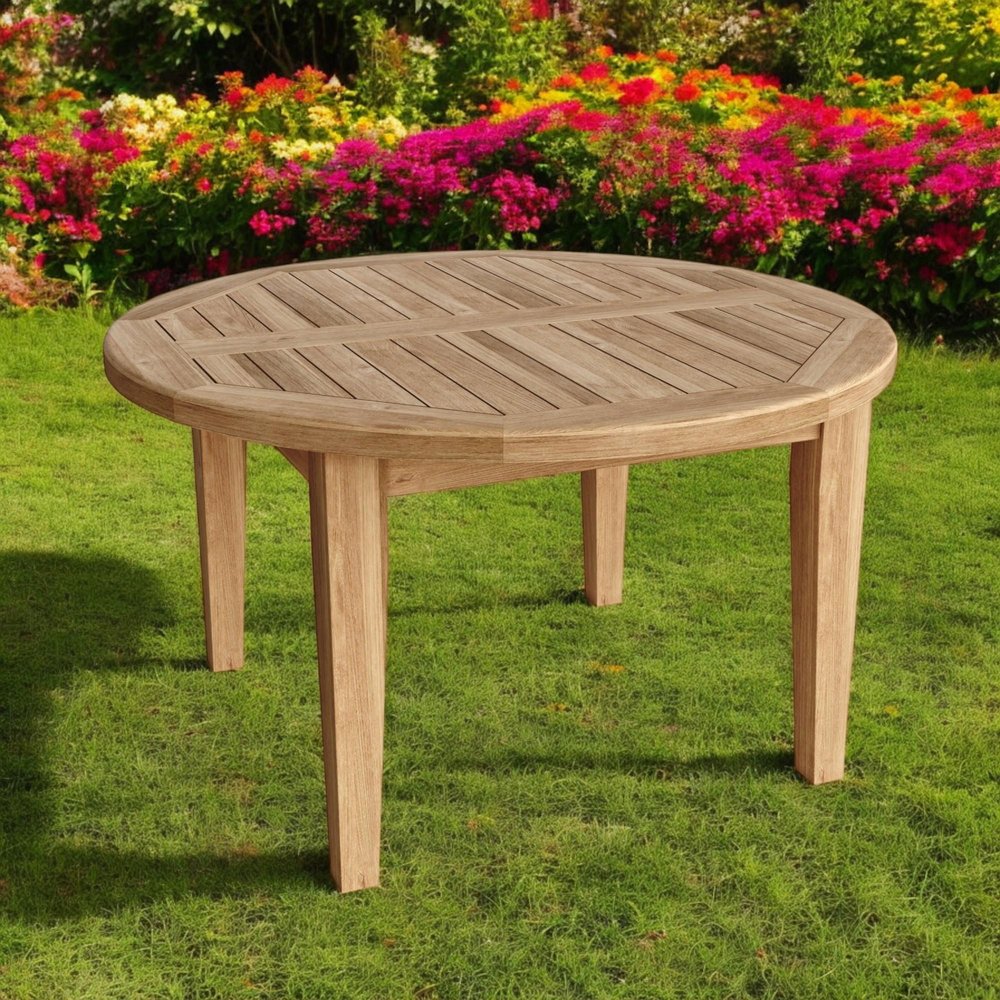 35" Natural Rounded Solid Wood Outdoor Coffee Table HomeRoots