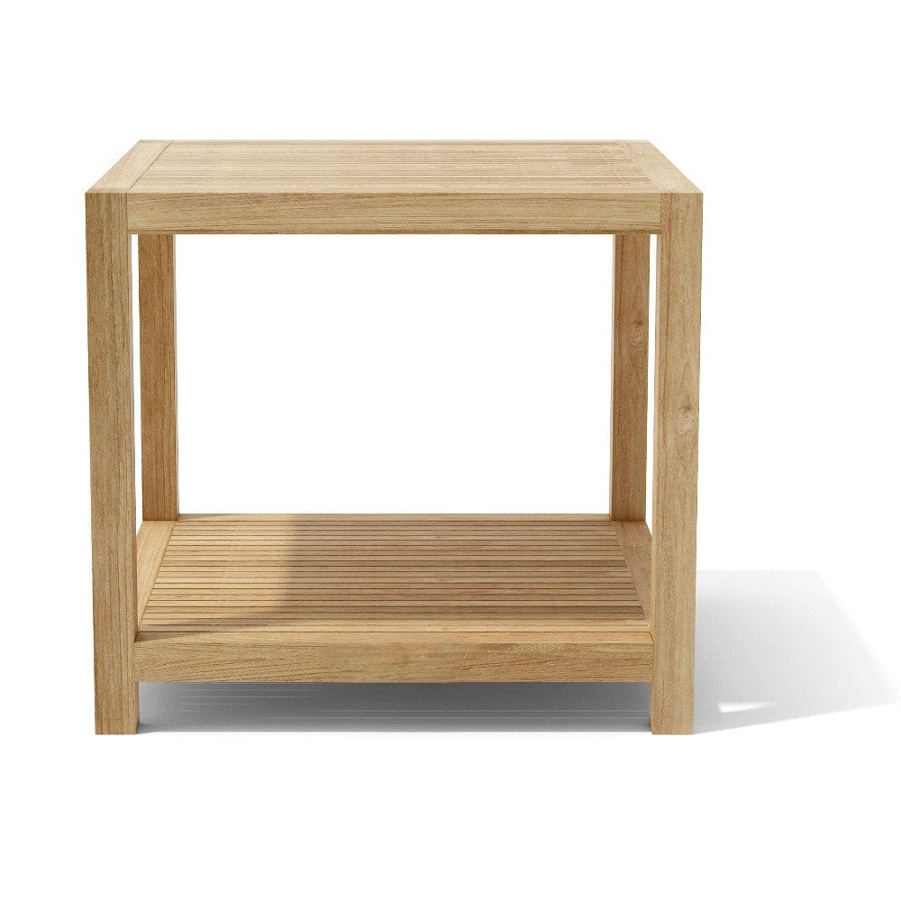 22" Natural Square Solid Wood Outdoor Side Table HomeRoots