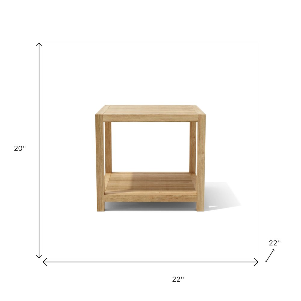 22" Natural Square Solid Wood Outdoor Side Table HomeRoots