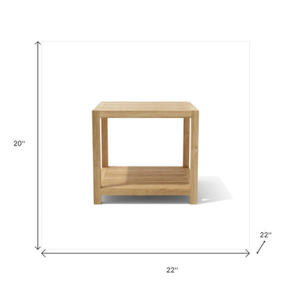 22" Natural Square Solid Wood Outdoor Side Table HomeRoots