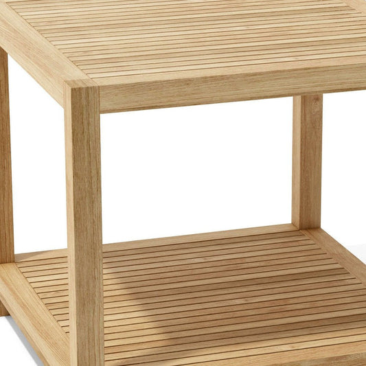 22" Natural Square Solid Wood Outdoor Side Table HomeRoots