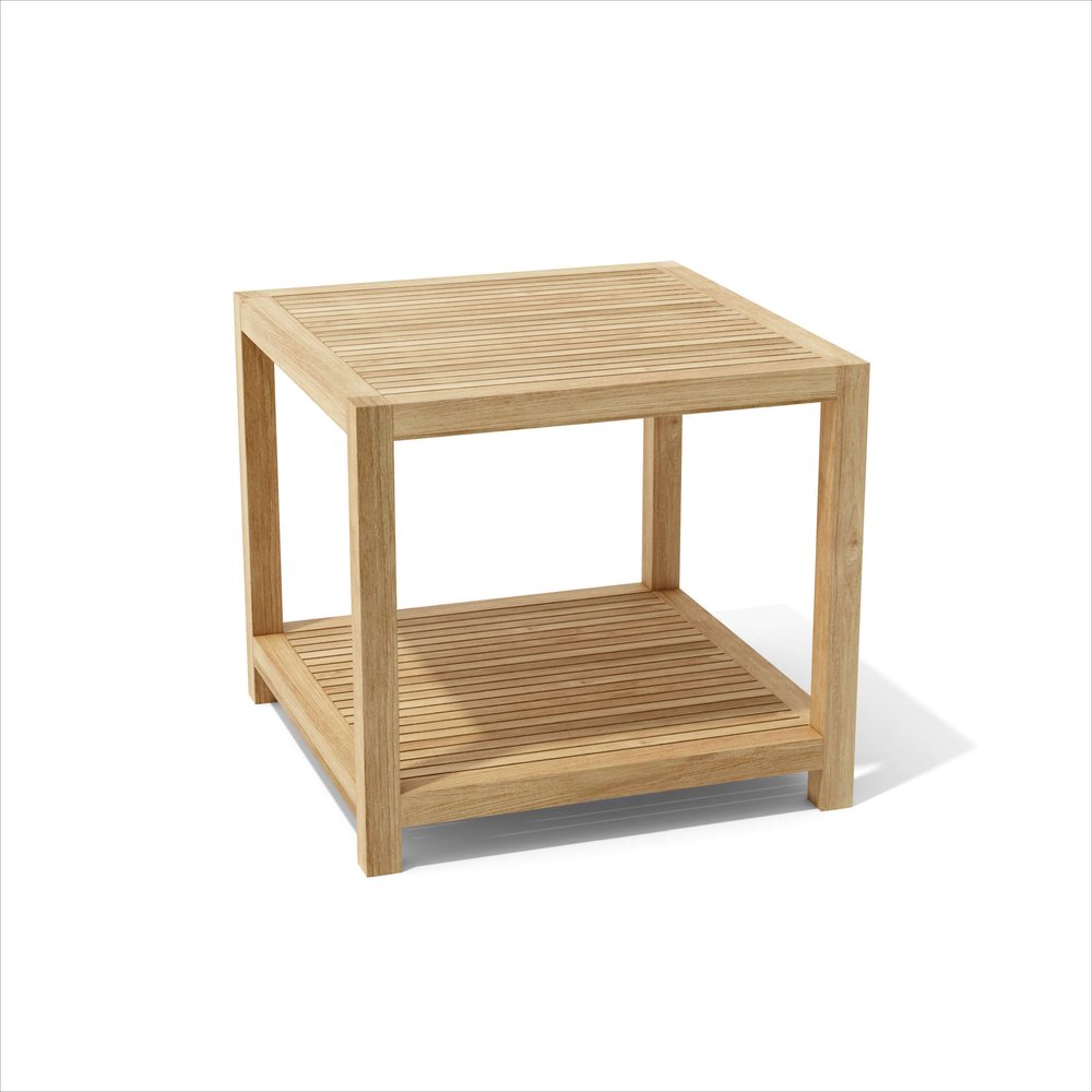 22" Natural Square Solid Wood Outdoor Side Table HomeRoots