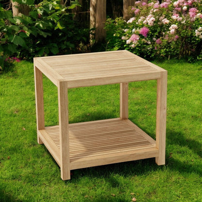 22" Natural Square Solid Wood Outdoor Side Table HomeRoots