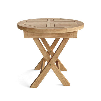 20" Natural Rounded Solid Wood Folding Outdoor Side Table HomeRoots