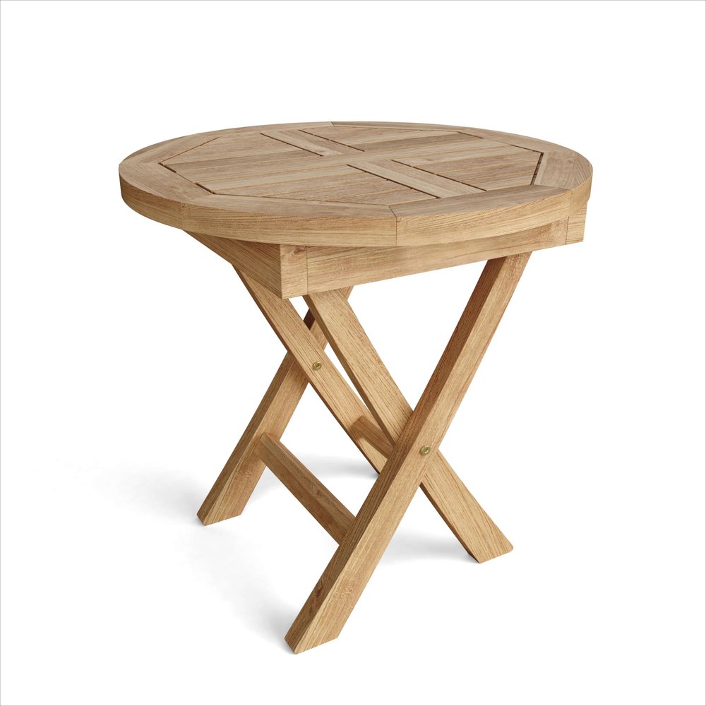 20" Natural Rounded Solid Wood Folding Outdoor Side Table HomeRoots