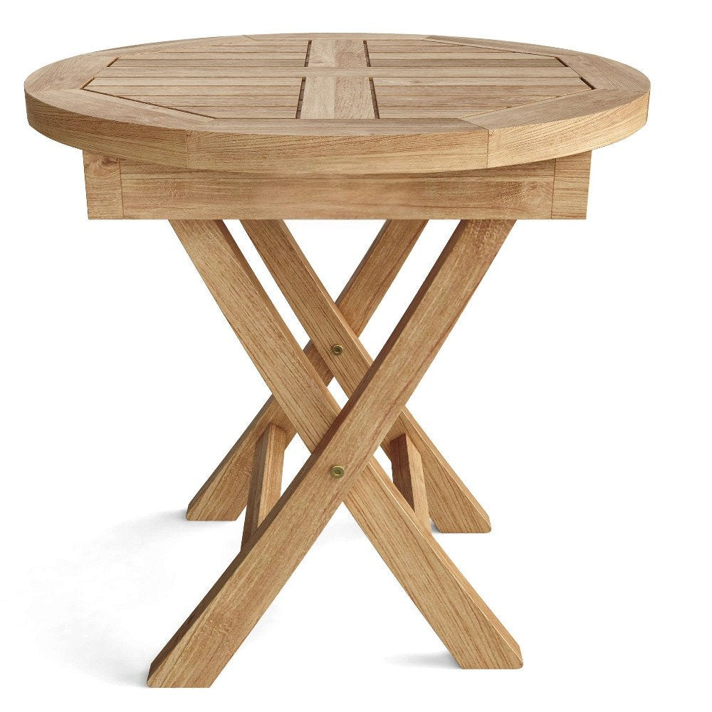 20" Natural Rounded Solid Wood Folding Outdoor Side Table HomeRoots