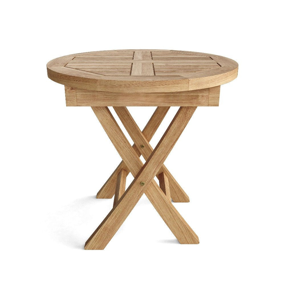 20" Natural Rounded Solid Wood Folding Outdoor Side Table HomeRoots