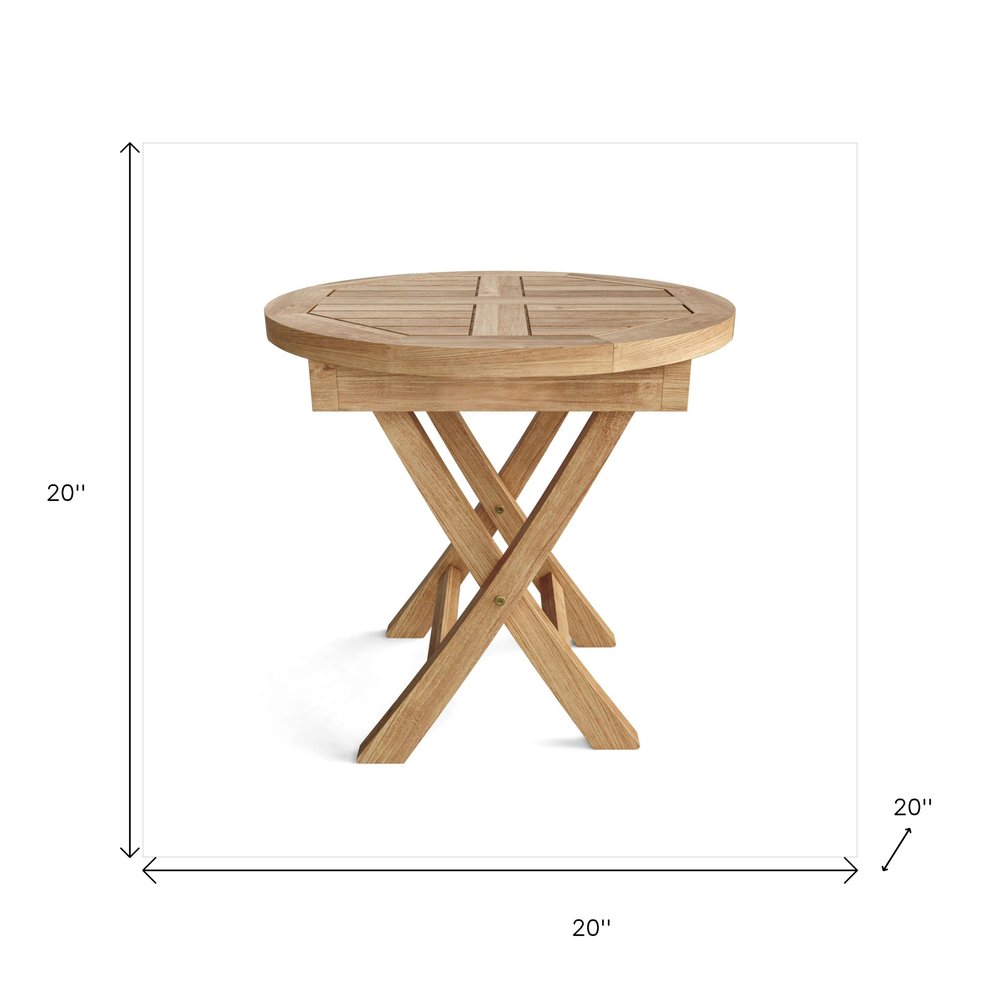 20" Natural Rounded Solid Wood Folding Outdoor Side Table HomeRoots