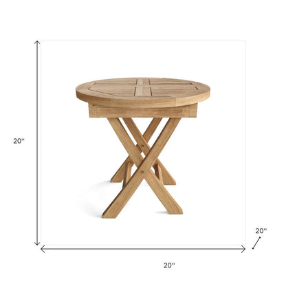 20" Natural Rounded Solid Wood Folding Outdoor Side Table HomeRoots