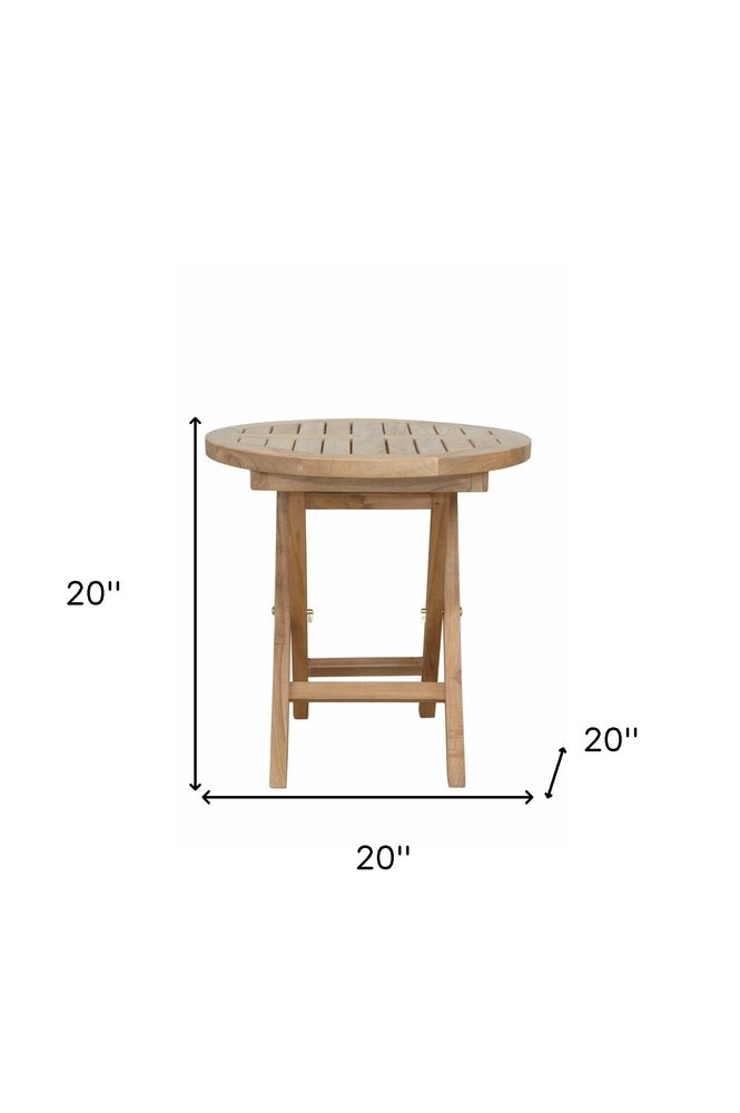 20" Natural Rounded Solid Wood Folding Outdoor Side Table HomeRoots