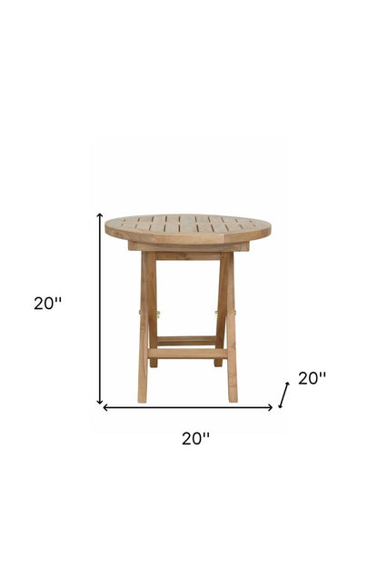 20" Natural Rounded Solid Wood Folding Outdoor Side Table HomeRoots