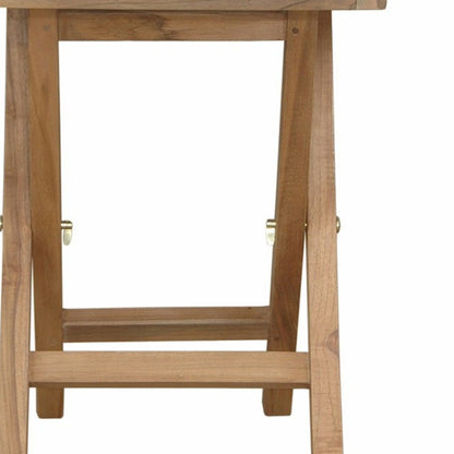 20" Natural Rounded Solid Wood Folding Outdoor Side Table HomeRoots