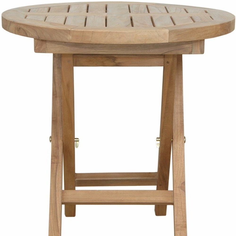 20" Natural Rounded Solid Wood Folding Outdoor Side Table HomeRoots