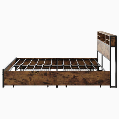 Queen Bed Frame with Storage Headboard and 4 Drawers - FurniFindUSA