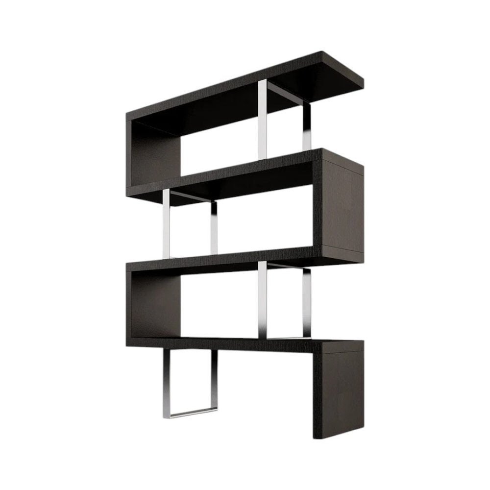 67" Black And Silver Metal and Wood Three Tier Etagere Bookcase HomeRoots