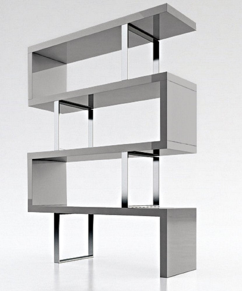 67" Gray And Silver Metal and Wood Three Tier Etagere Bookcase HomeRoots
