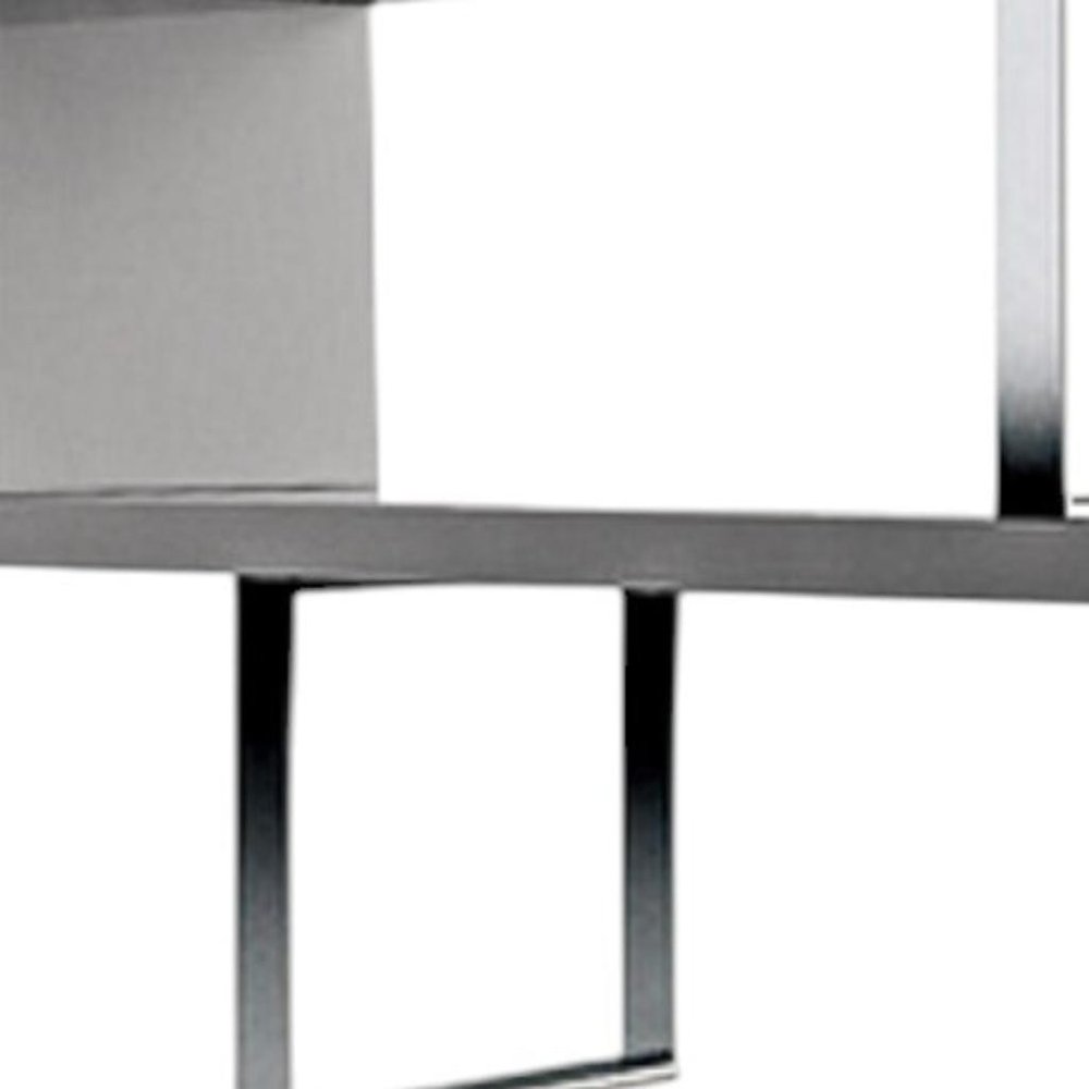 67" Gray And Silver Metal and Wood Three Tier Etagere Bookcase HomeRoots