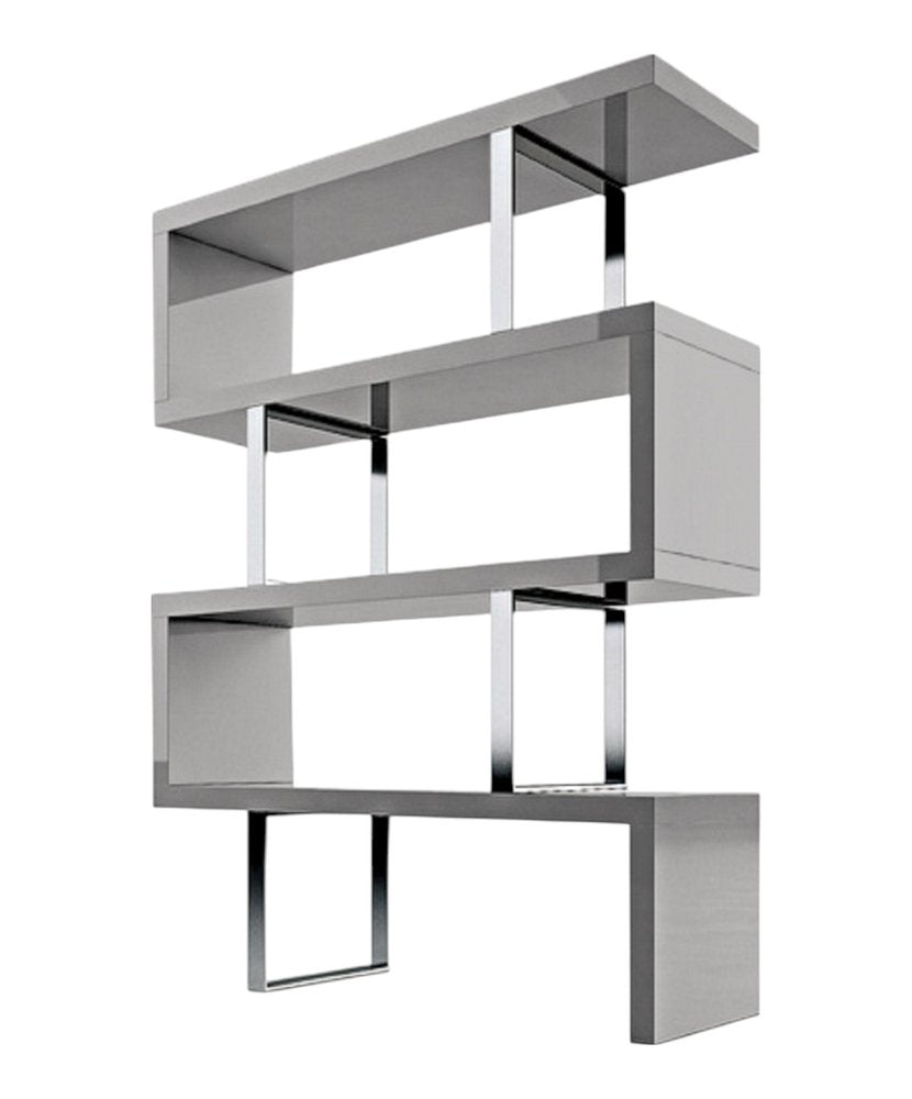 67" Gray And Silver Metal and Wood Three Tier Etagere Bookcase HomeRoots