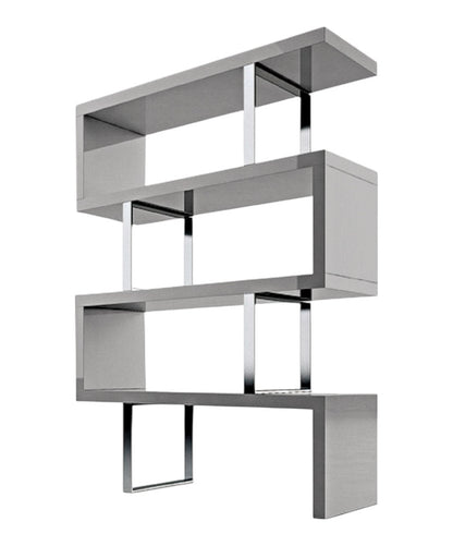 67" Gray And Silver Metal and Wood Three Tier Etagere Bookcase HomeRoots